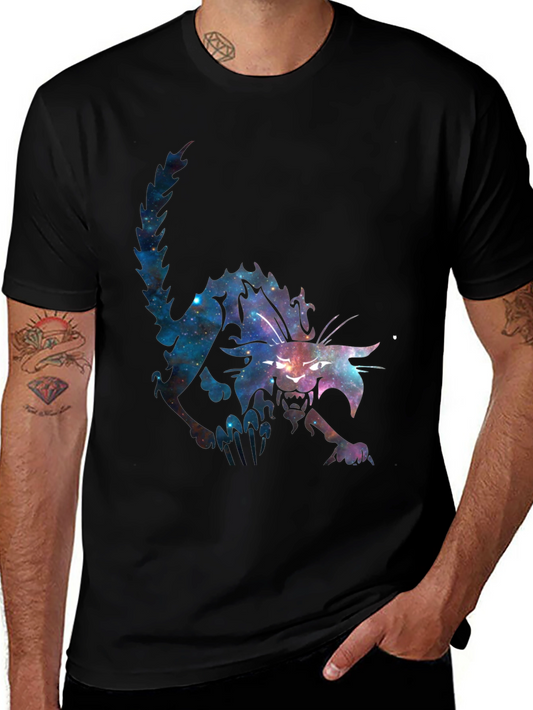 Galaxy Cat Graphic Black T-Shirt