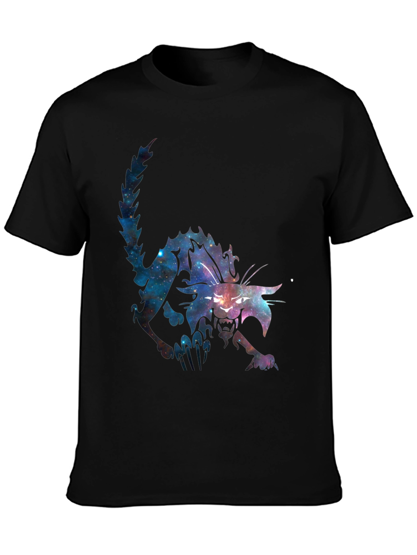 Galaxy Cat Graphic Black T-Shirt
