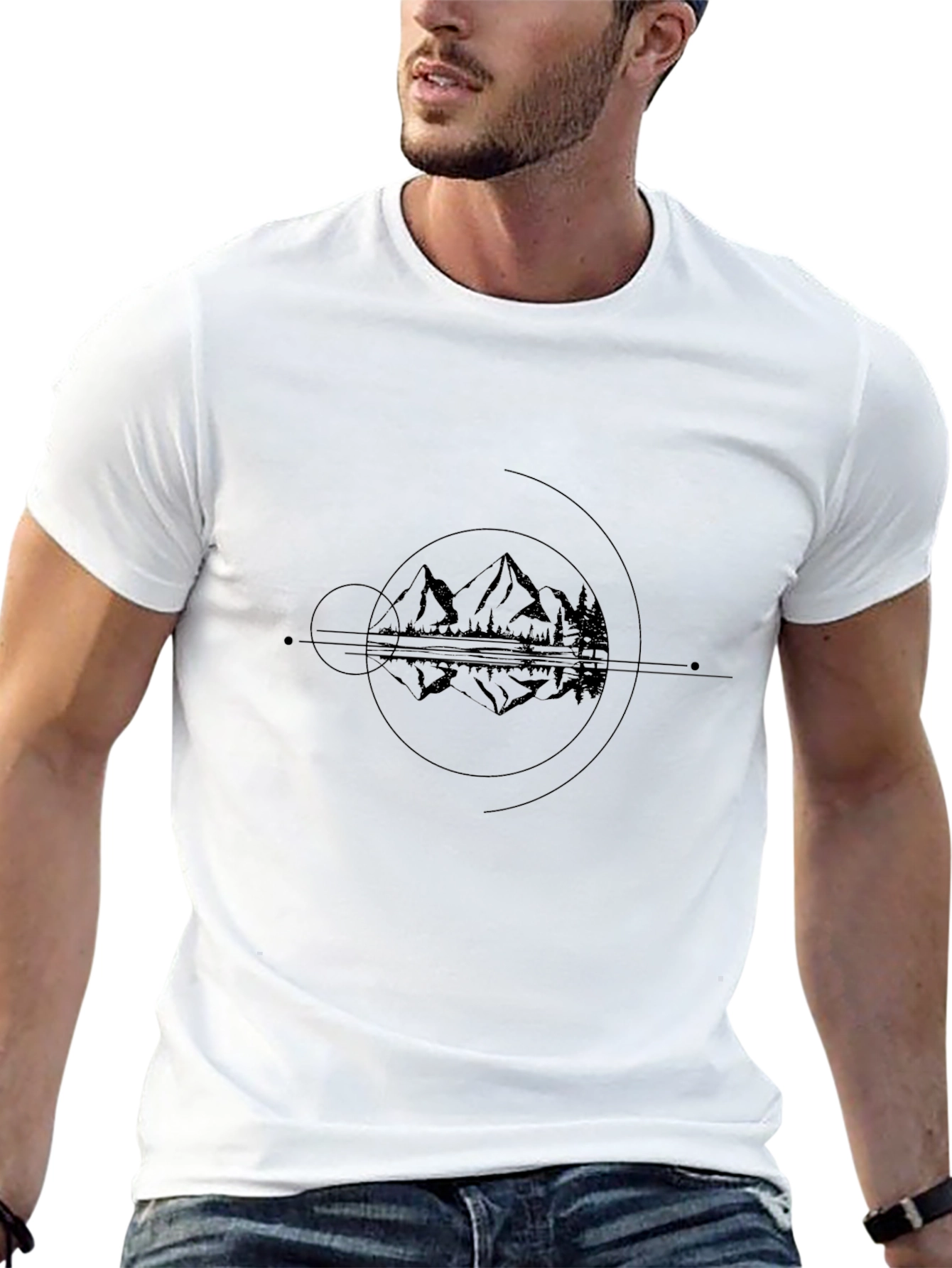 Geometric Mountain Reflection Tee