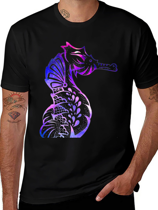 Galaxy Seahorse Graphic T-Shirt - Mens Black Tee