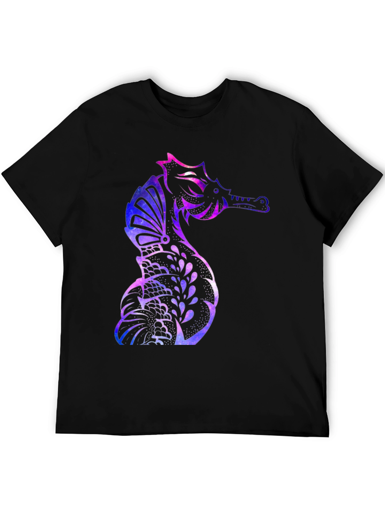 Galaxy Seahorse Graphic T-Shirt - Mens Black Tee