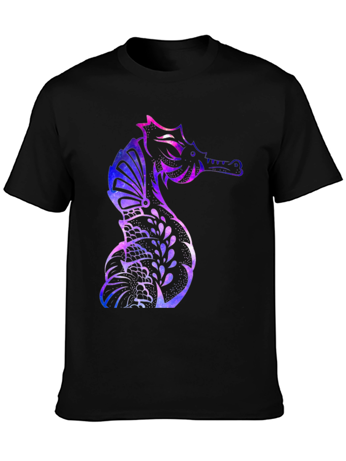 Galaxy Seahorse Graphic T-Shirt - Mens Black Tee