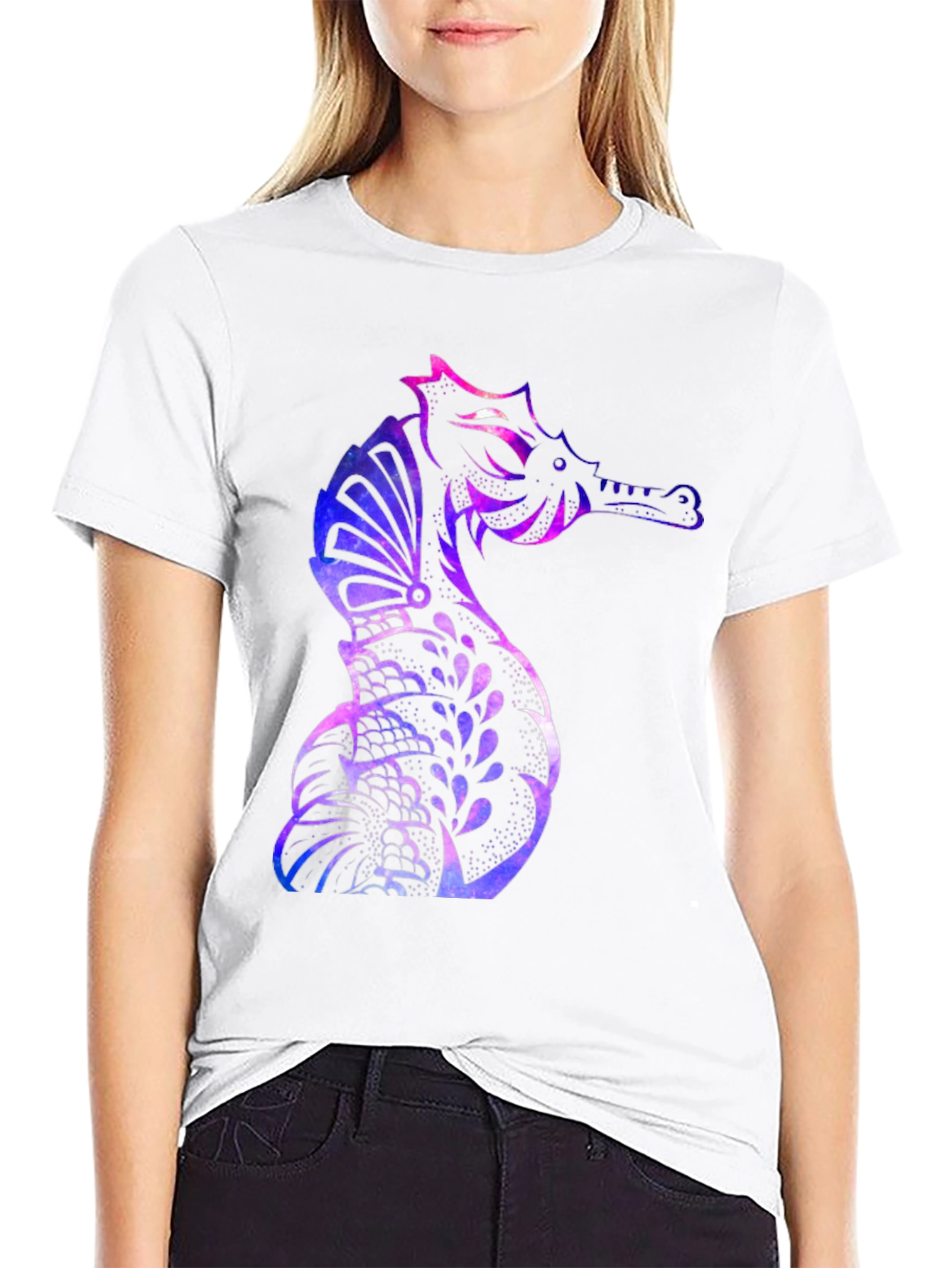 Galaxy Seahorse Graphic T-Shirt - Mens Black Tee