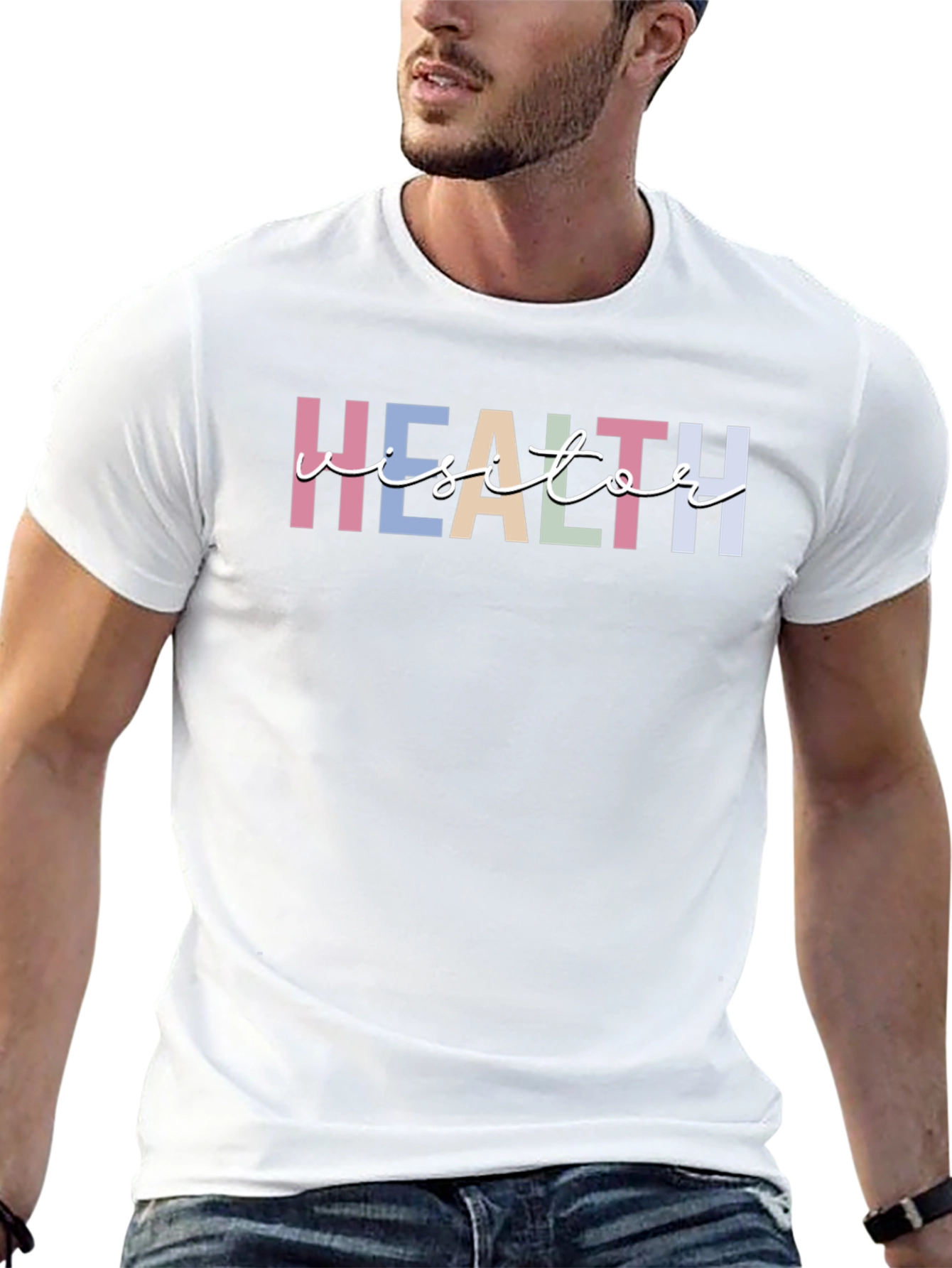 Health Visitor T-Shirt - Pastel Lettering
