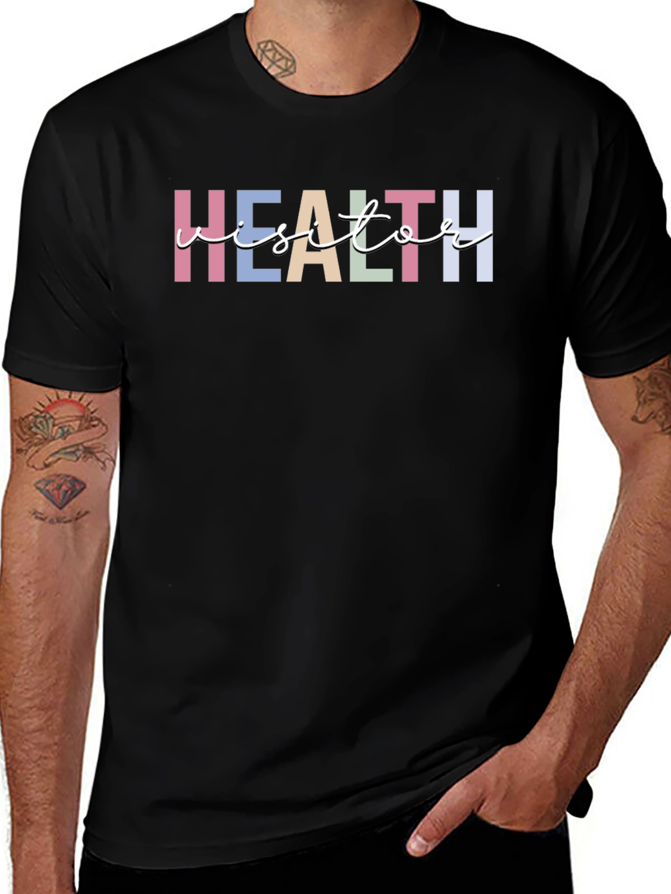 Health Visitor T-Shirt - Pastel Lettering