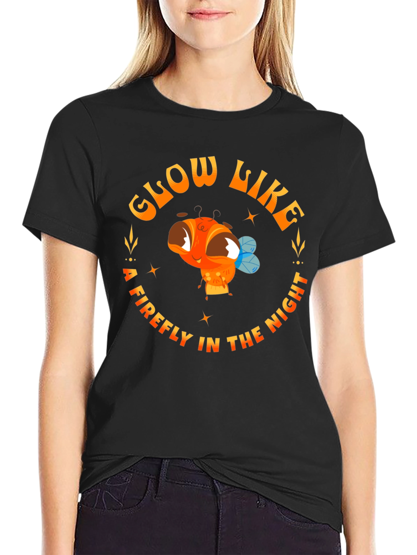Glow Like A Firefly Black Graphic Tee