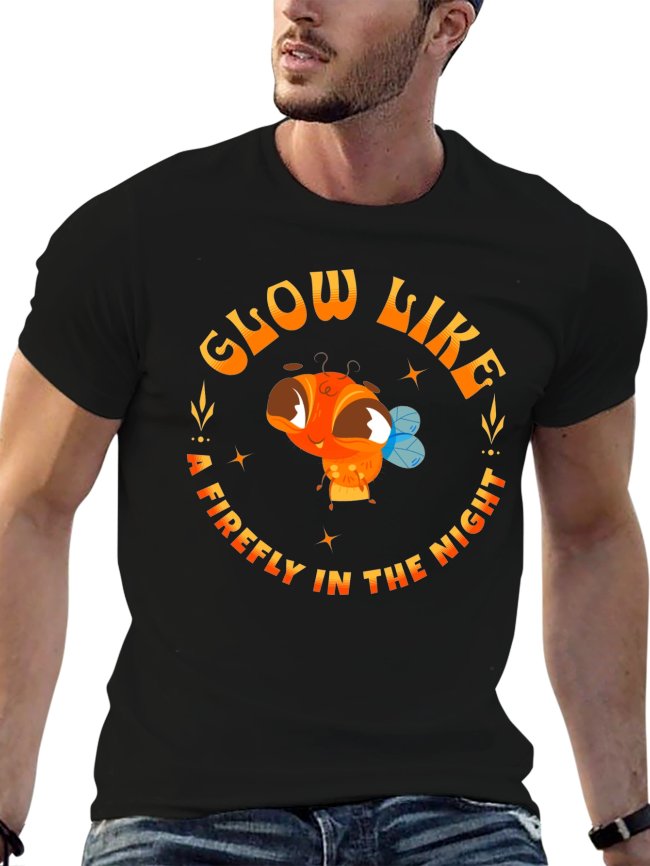 Glow Like A Firefly Black Graphic Tee