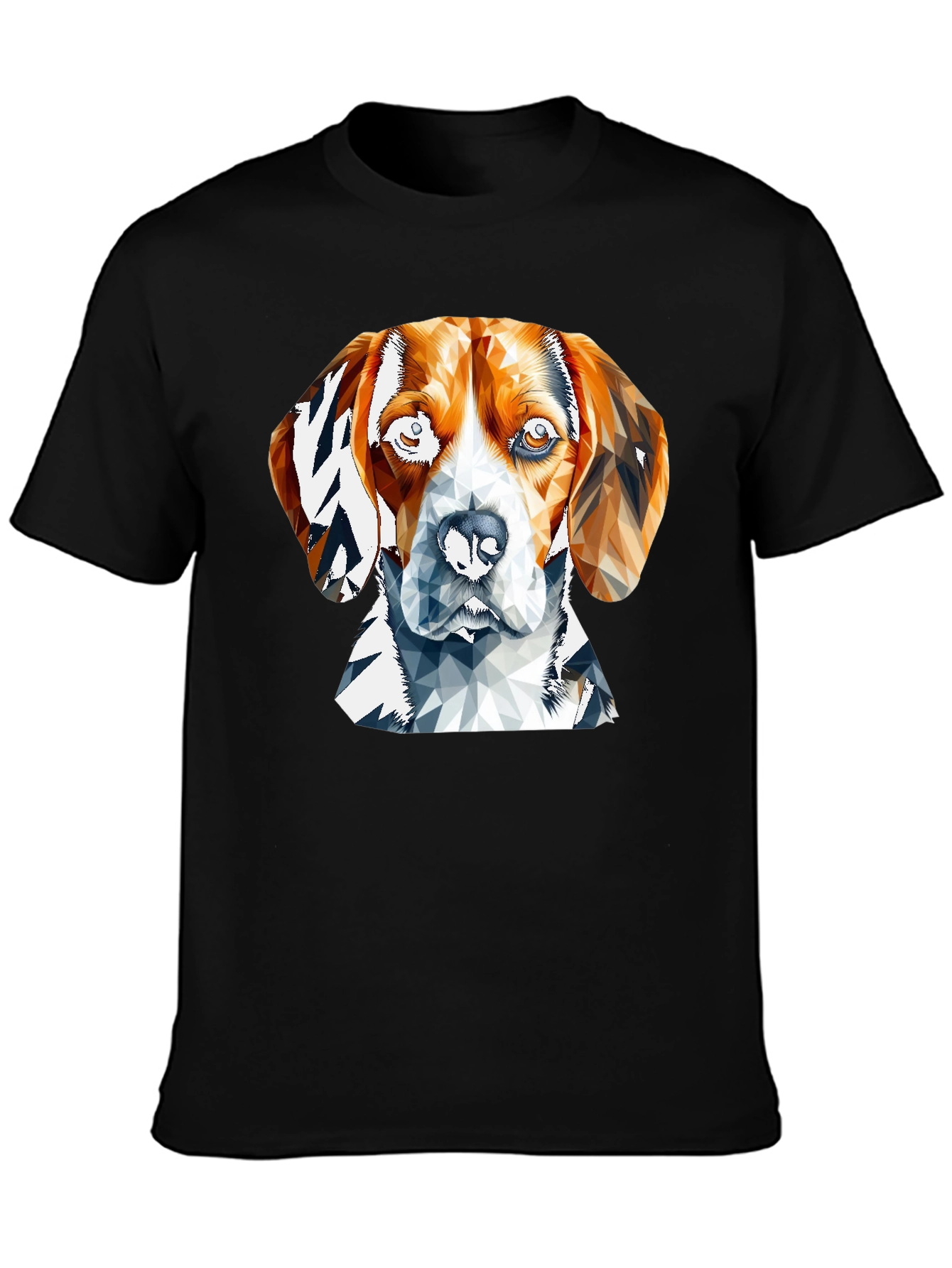 Geometric Beagle Dog Graphic Tee - Black