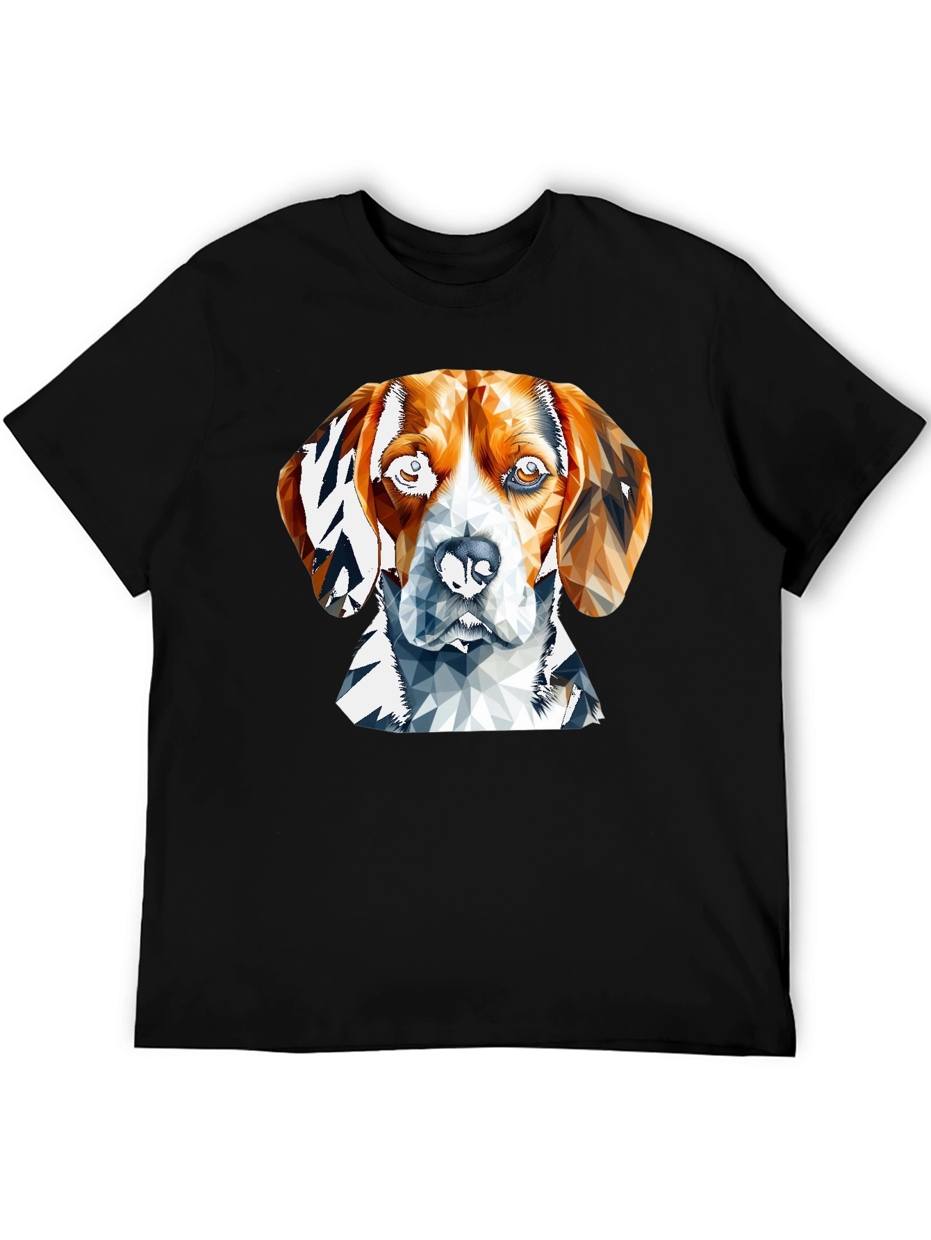 Geometric Beagle Dog Graphic Tee - Black