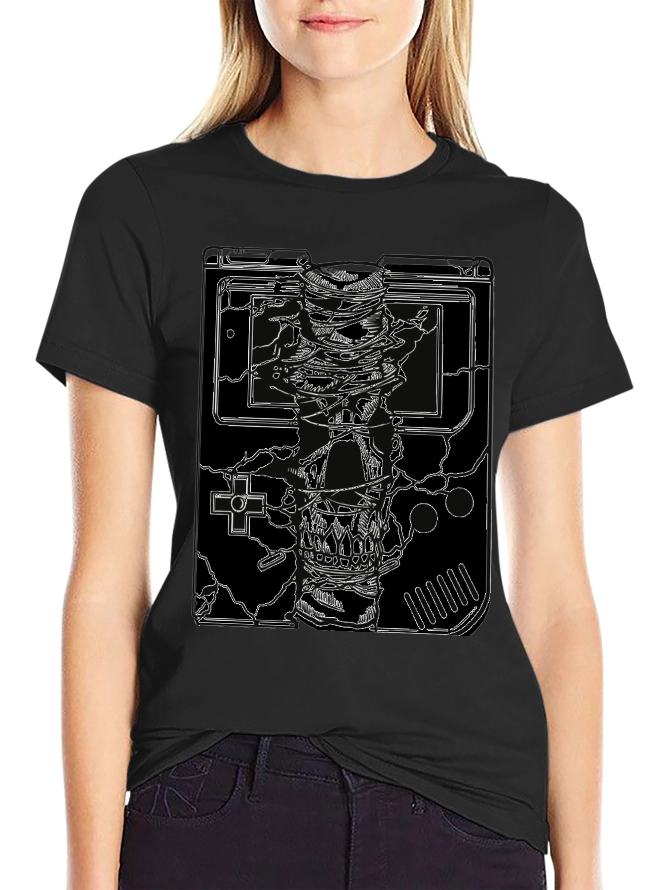 Game Over Skull T-Shirt - Retro Gamer Style