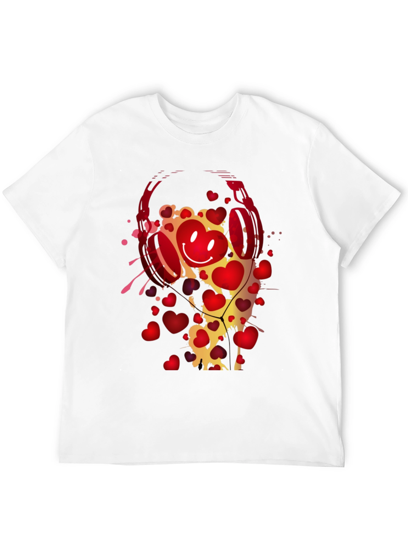 Heart Headphones Graphic T-Shirt - Trendy Black Tee