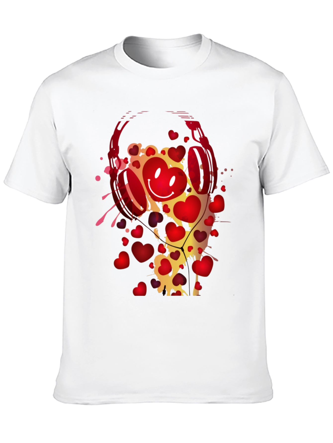 Heart Headphones Graphic T-Shirt - Trendy Black Tee