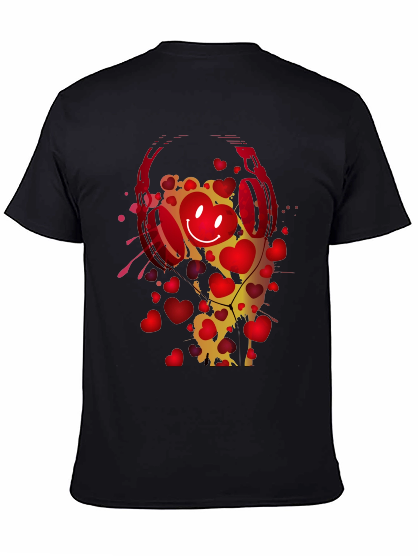 Heart Headphones Graphic T-Shirt - Trendy Black Tee