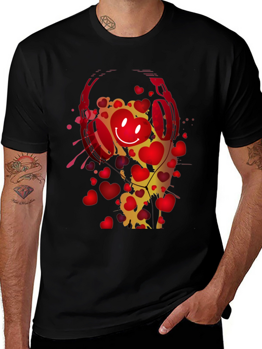 Heart Headphones Graphic T-Shirt - Trendy Black Tee