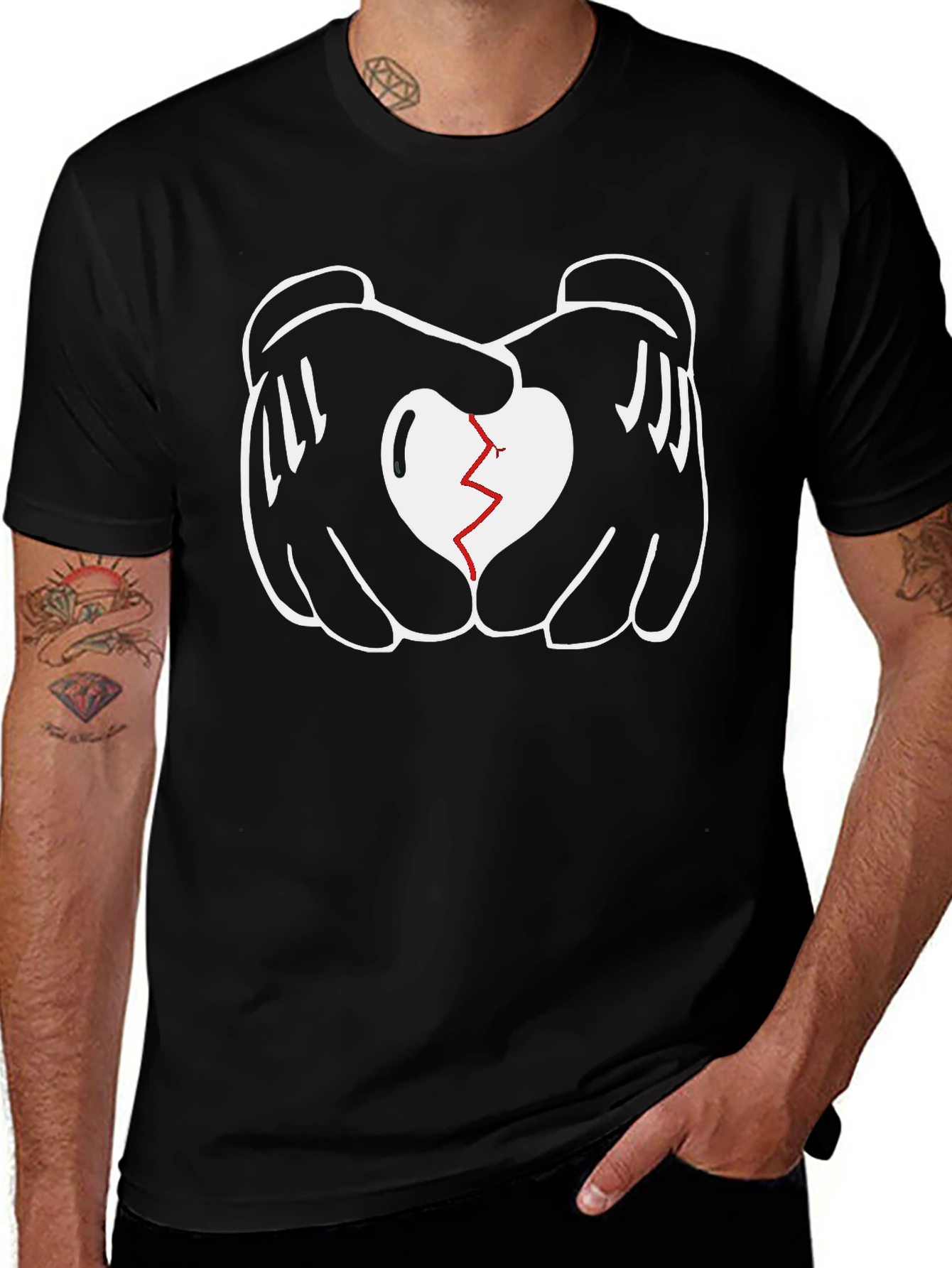 Heart Hands Graphic Tee - Black