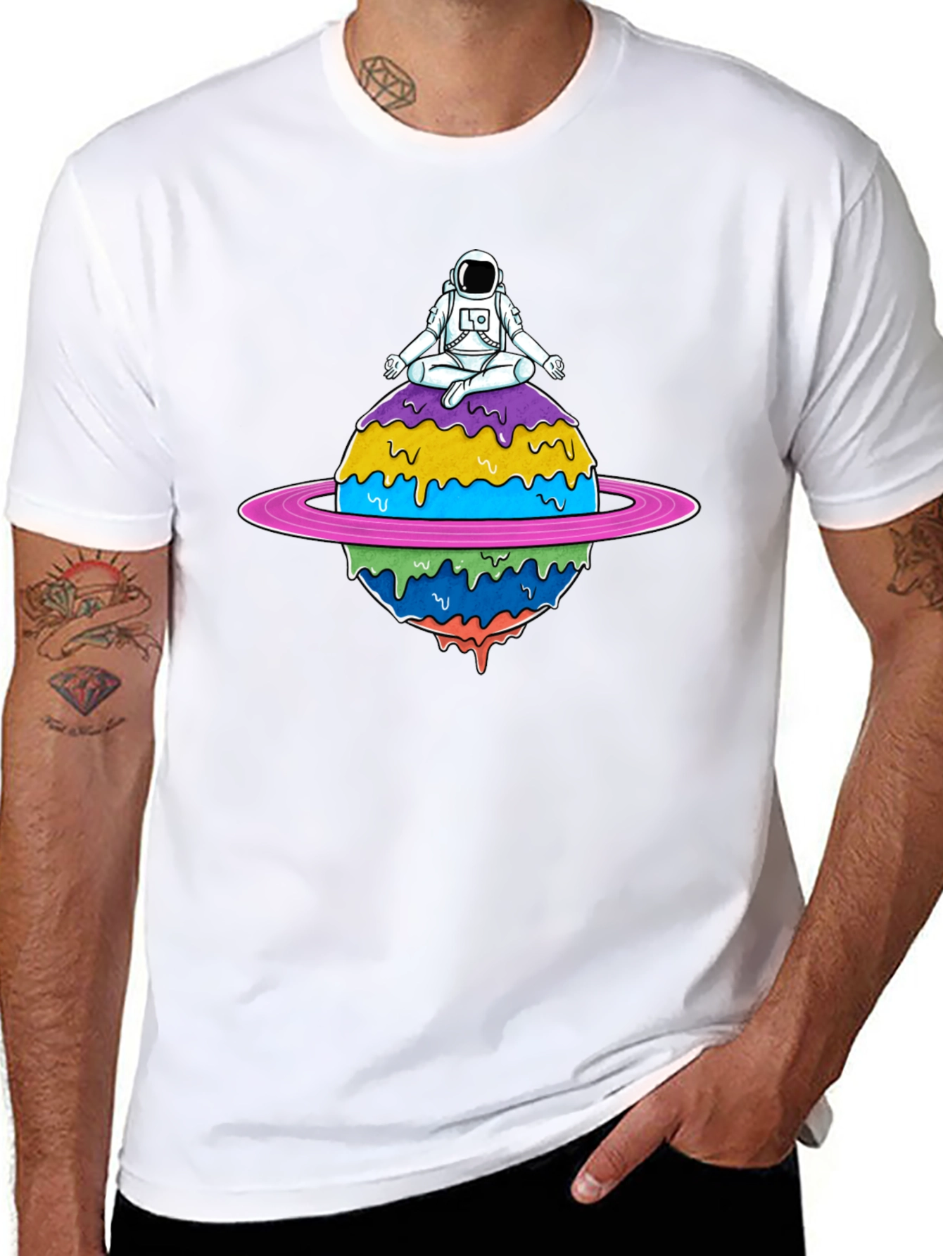 Astronaut Meditating on Planet T-Shirt