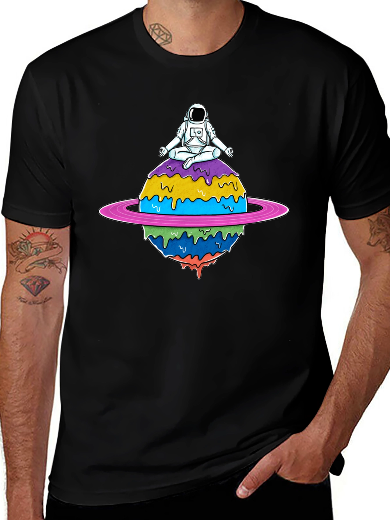Astronaut Meditating on Planet T-Shirt