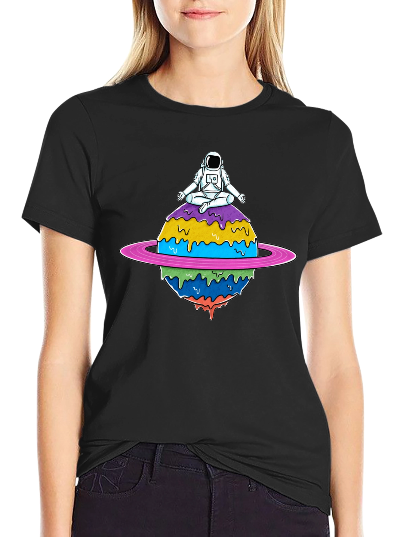 Astronaut Meditating on Planet T-Shirt