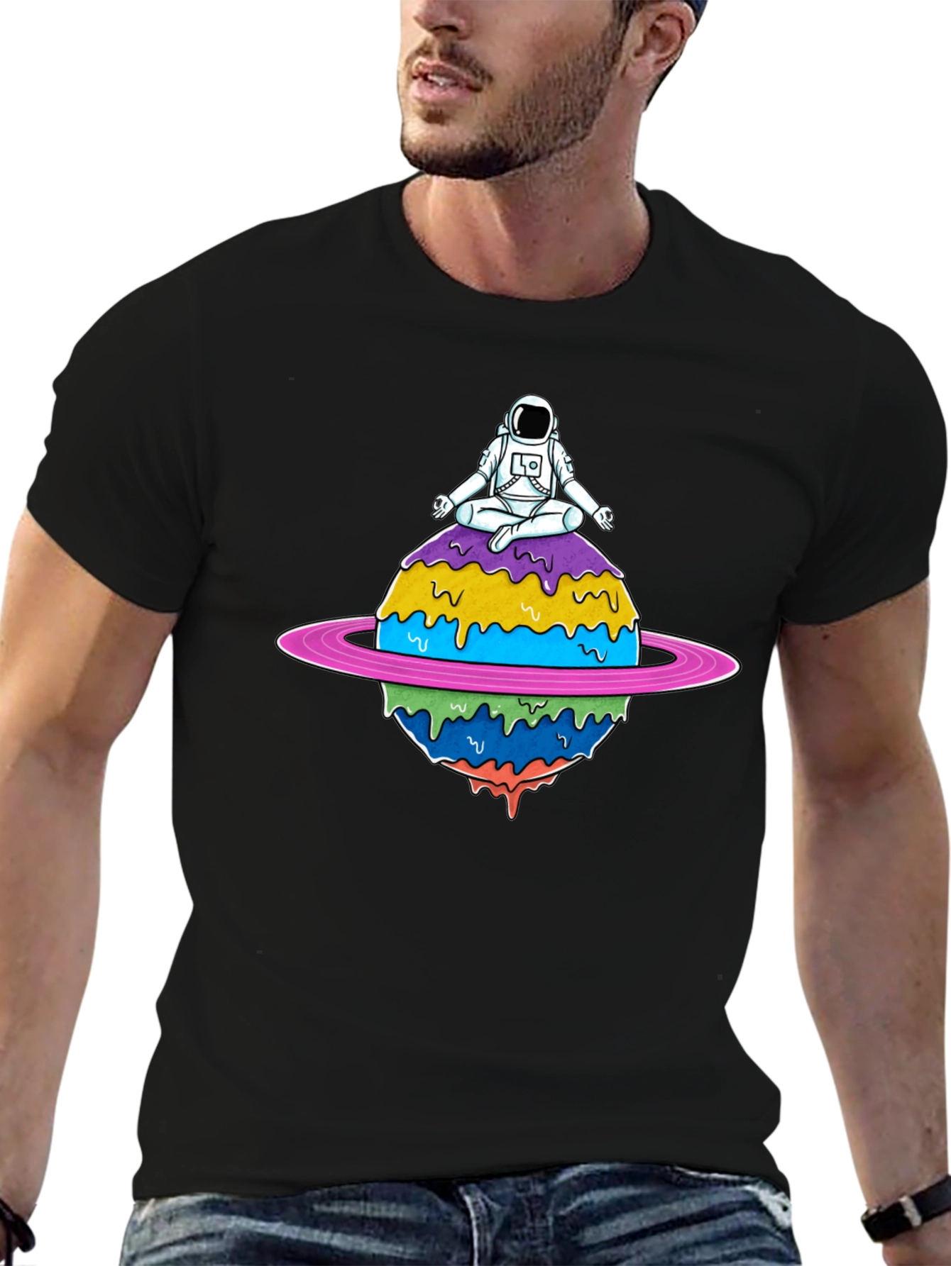 Astronaut Meditating on Planet T-Shirt