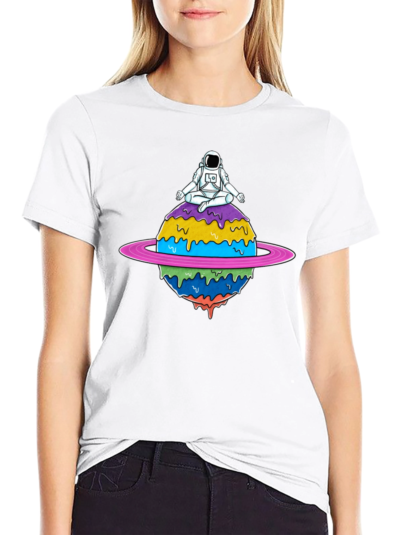 Astronaut Meditating on Planet T-Shirt