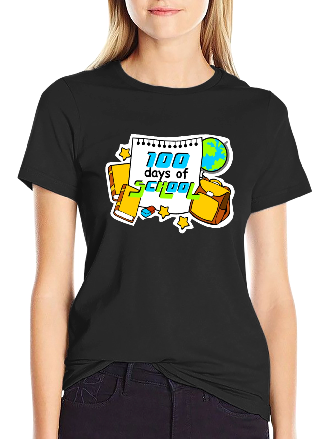 100 Days of School Black Graphic Tee