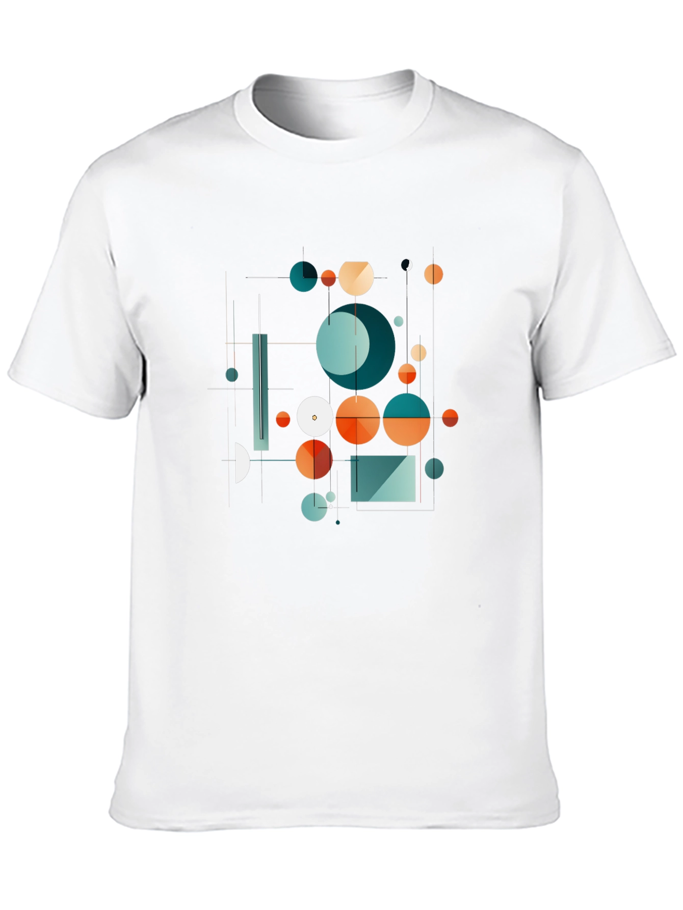 Abstract Geometric Circle Design Black T-Shirt