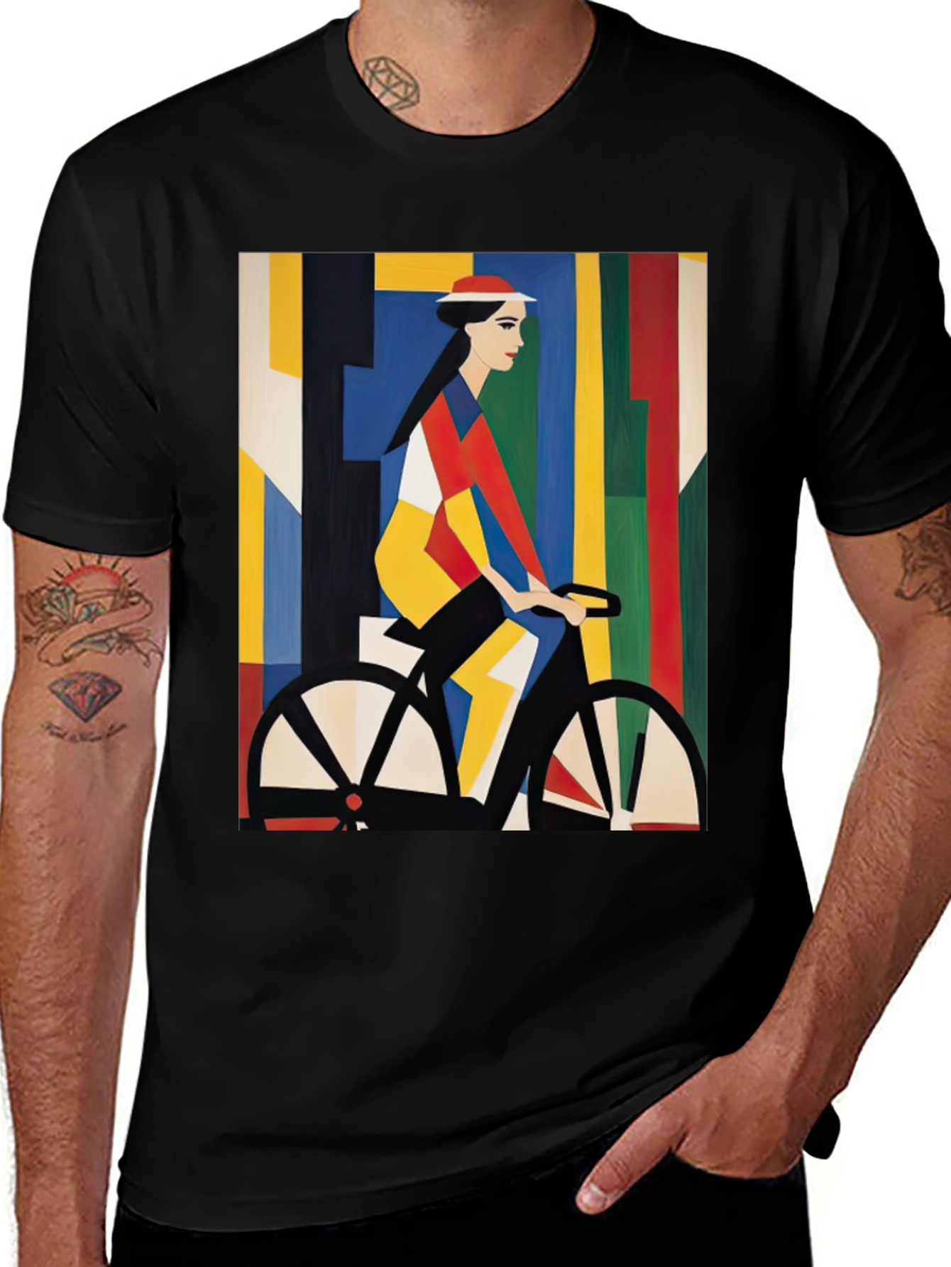 Abstract Bicycle Art Black T-Shirt