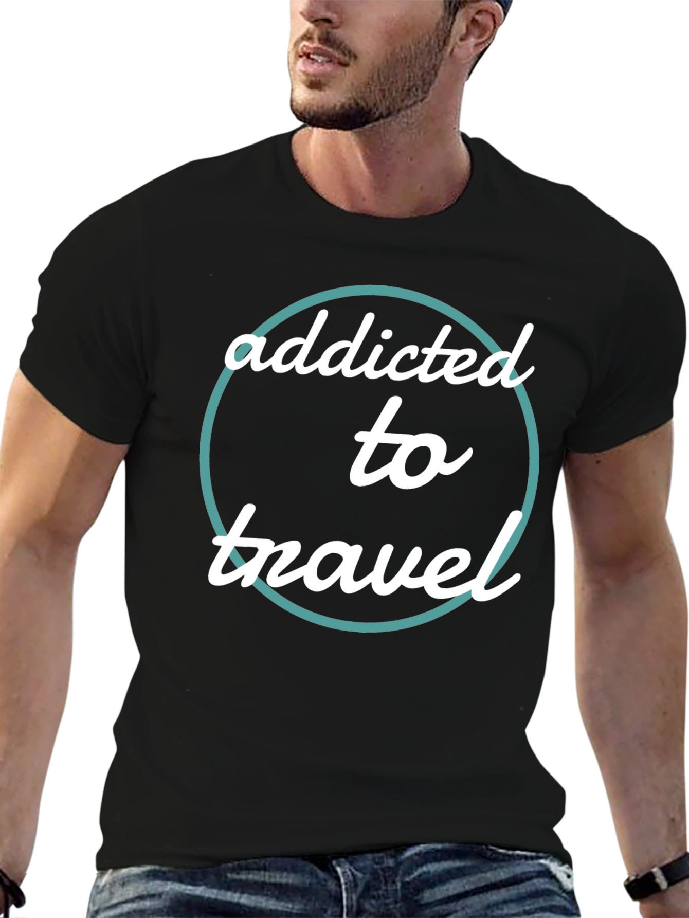 Addicted to Travel Graphic Tee - Black