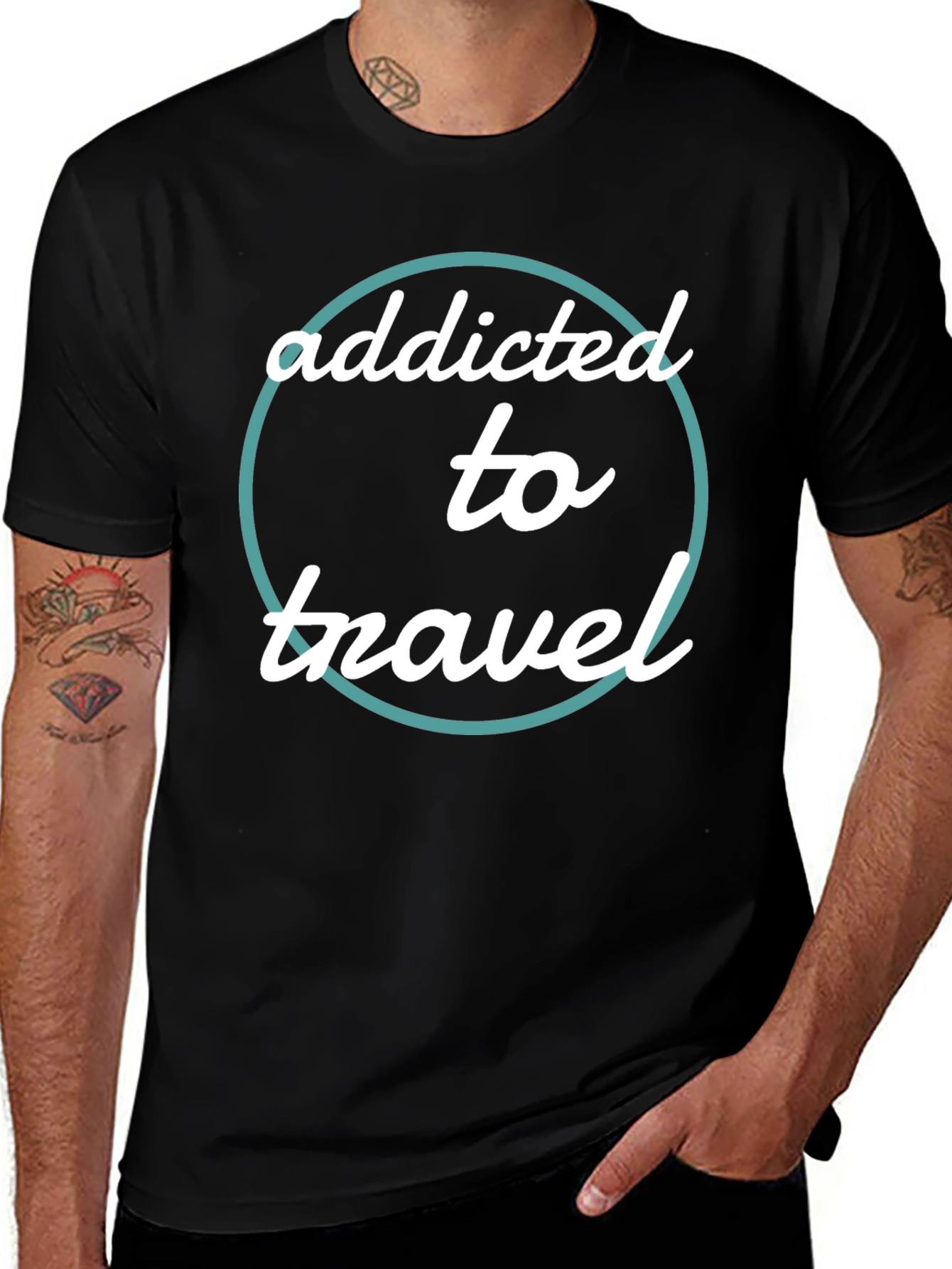 Addicted to Travel Graphic Tee - Black