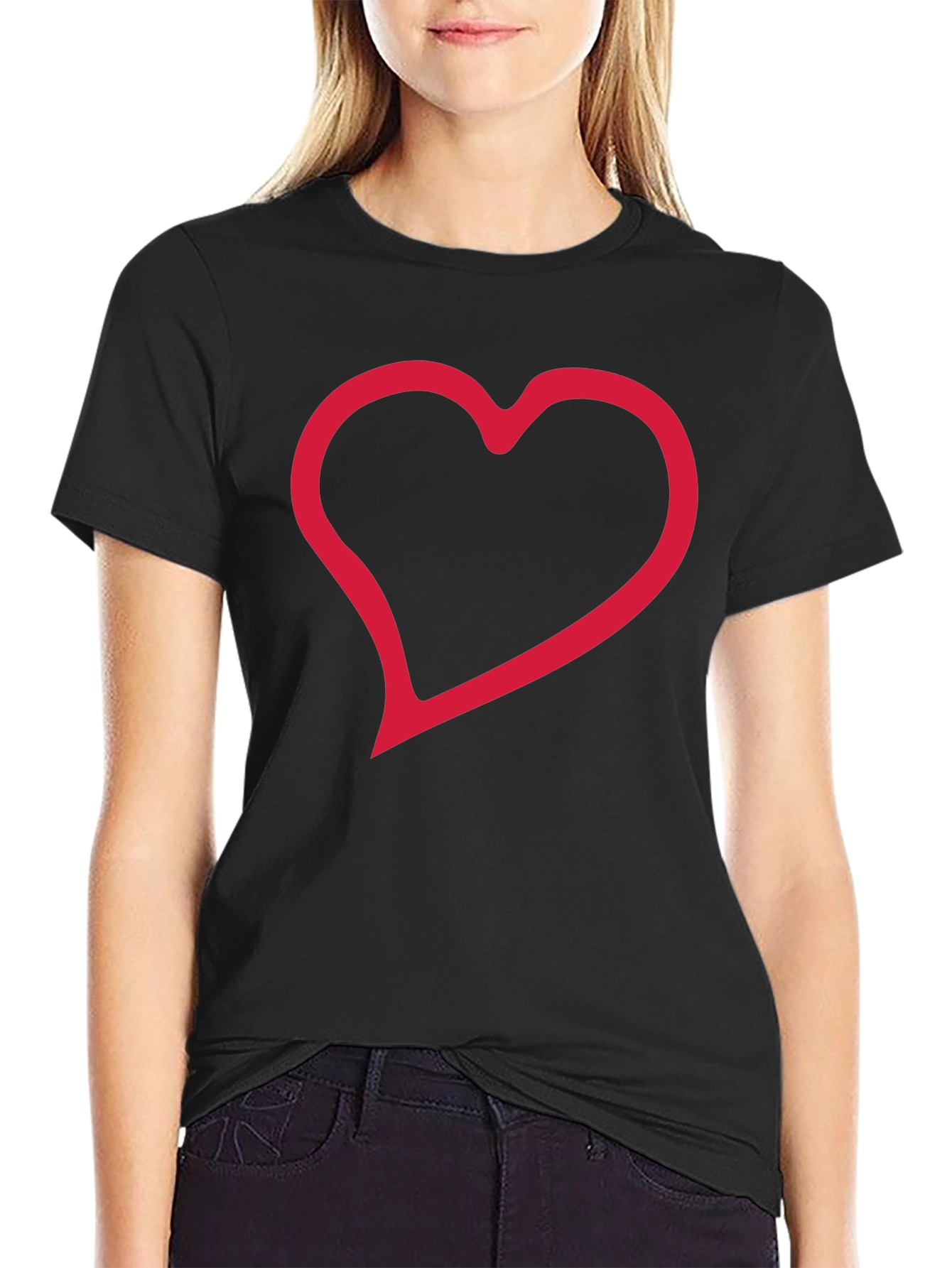 Heart Graphic Black Tee - Casual Comfort