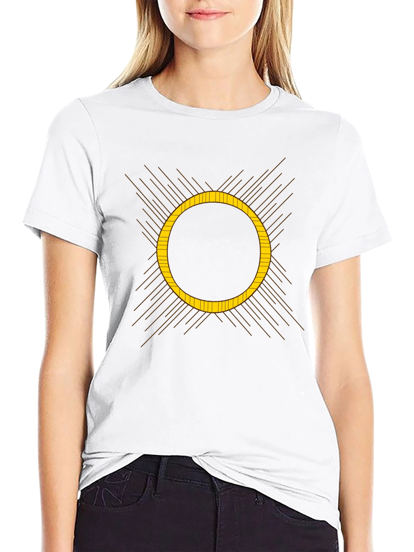 Geometric Eclipse Graphic Black T-Shirt