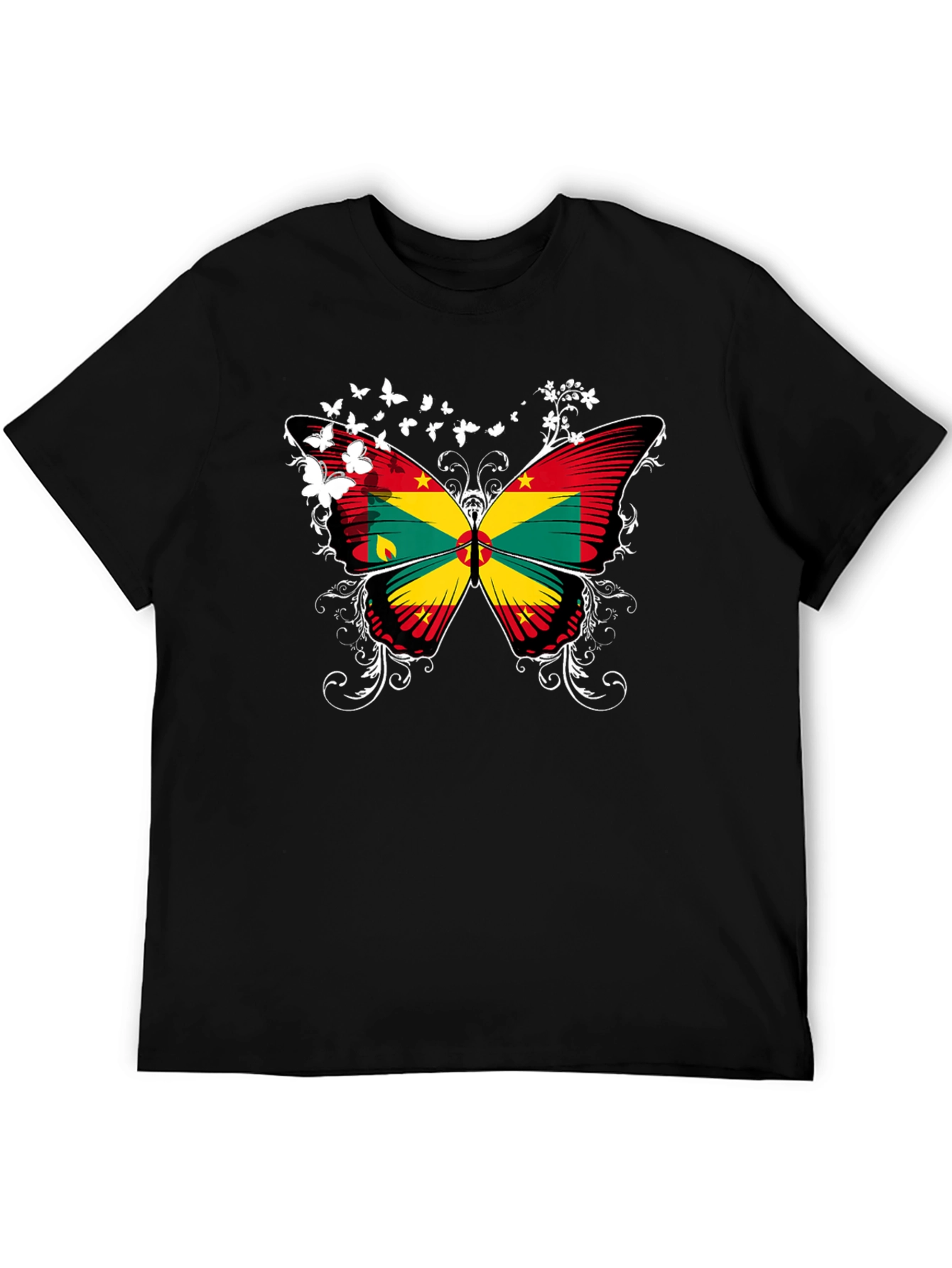 Grenada Butterfly Flag Black T-Shirt