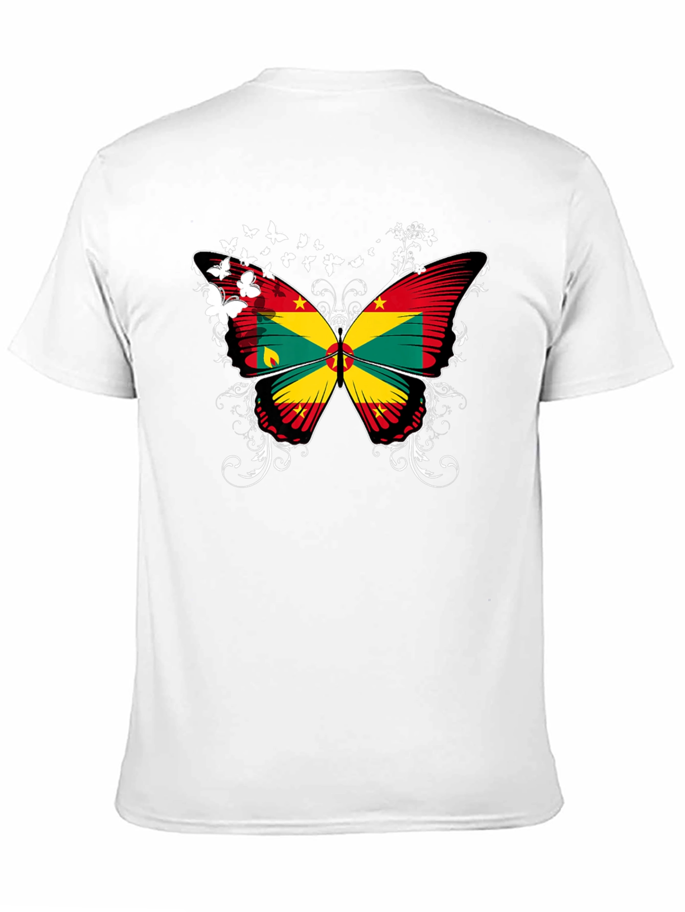 Grenada Butterfly Flag Black T-Shirt