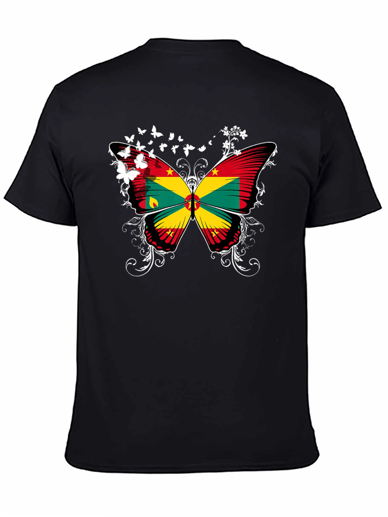 Grenada Butterfly Flag Black T-Shirt