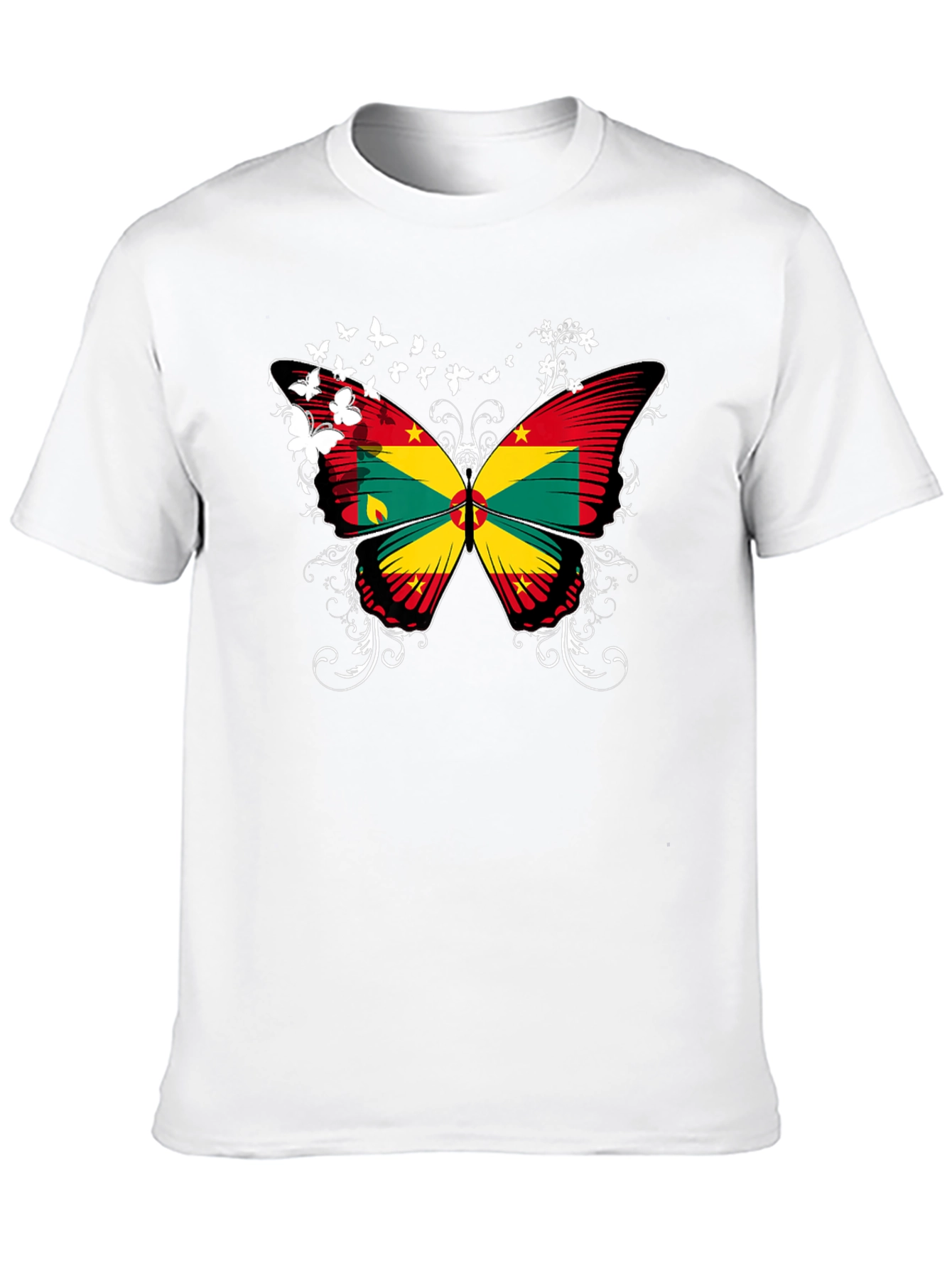 Grenada Butterfly Flag Black T-Shirt