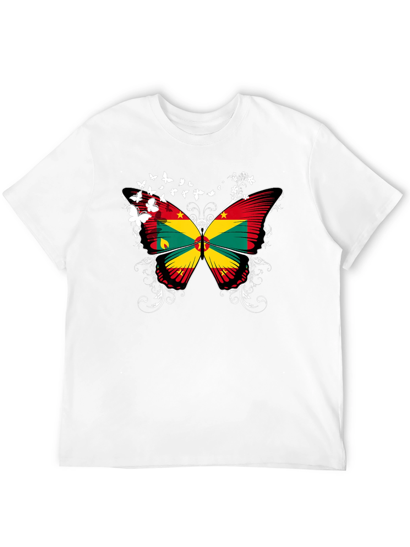 Grenada Butterfly Flag Black T-Shirt