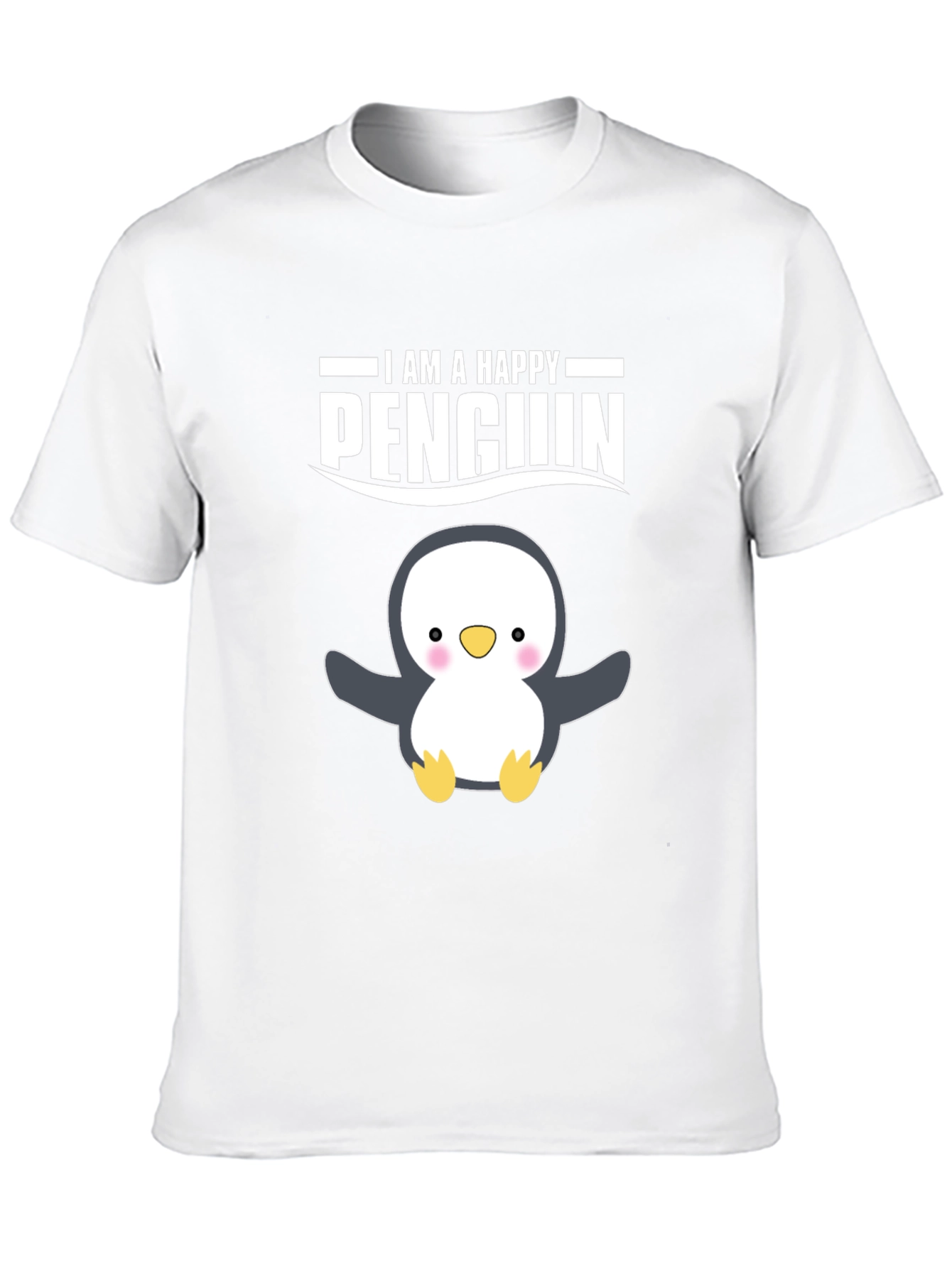 Happy Penguin Graphic Tee - Black Cotton T-Shirt