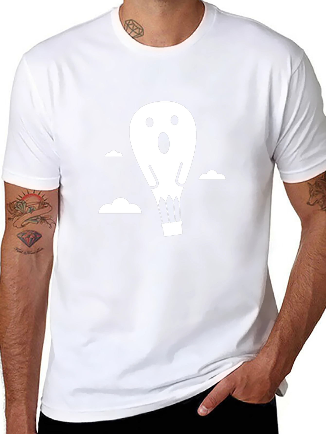 Ghost Balloon Graphic Tee - Black Cotton T-Shirt