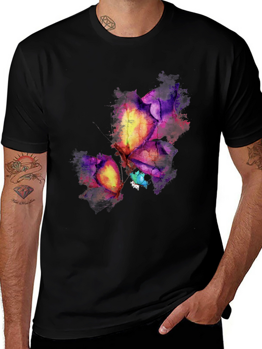Abstract Butterfly Graphic Black Tee