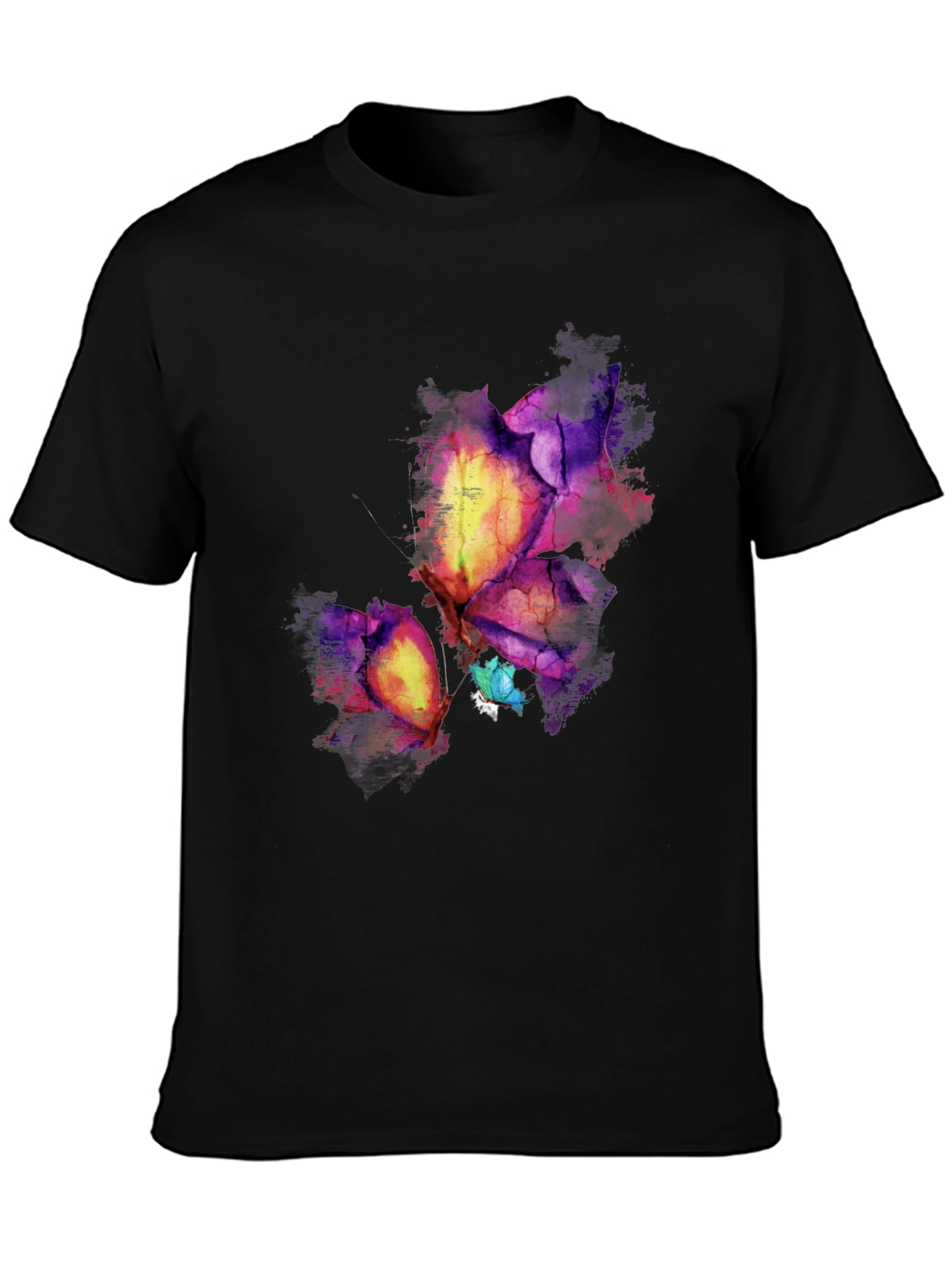 Abstract Butterfly Graphic Black Tee