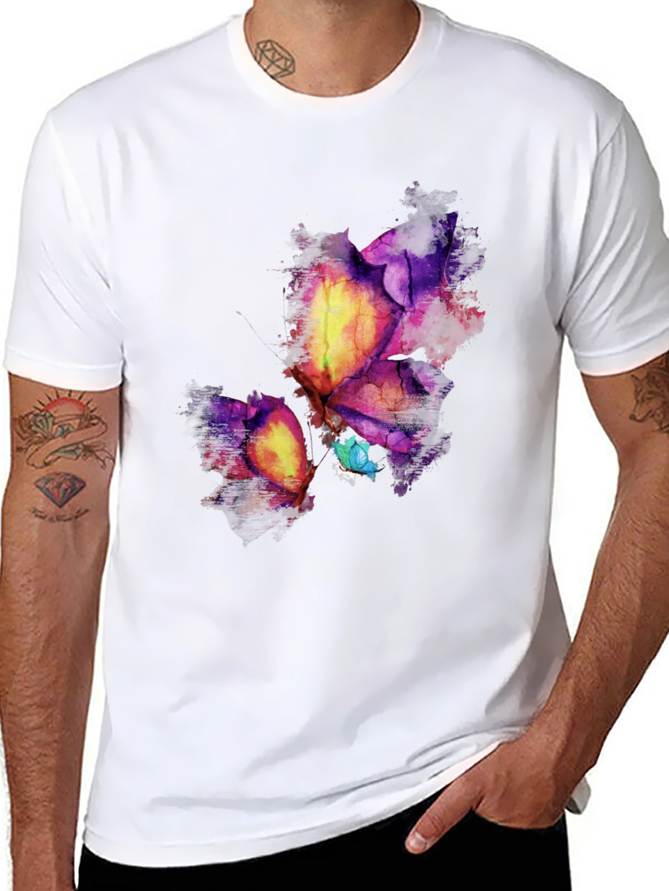 Abstract Butterfly Graphic Black Tee