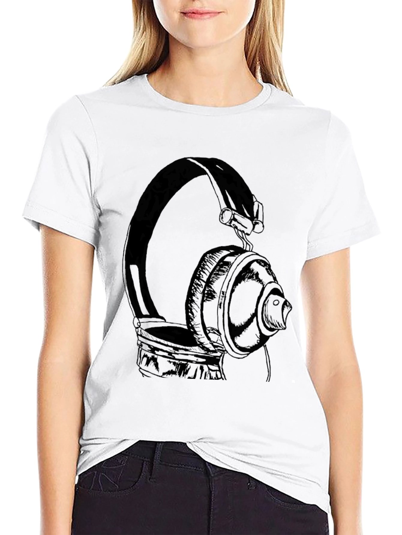 Headphones Graphic T-Shirt - Classic Black Tee