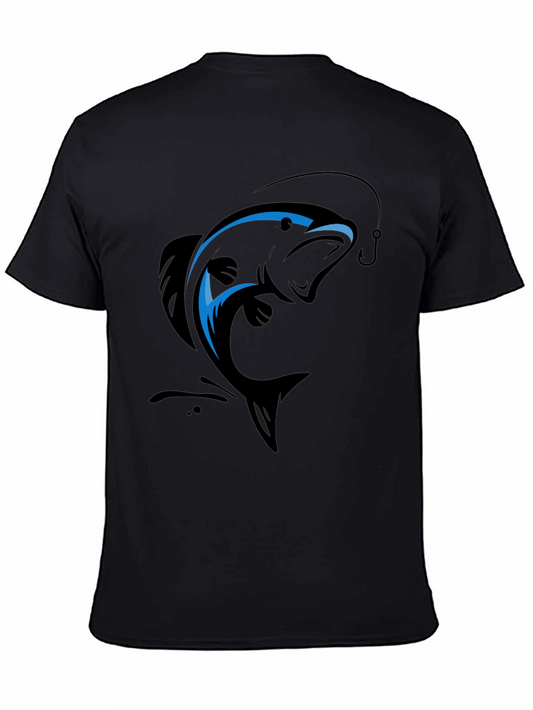 Bass Fishing T-Shirt - Black Cotton Angler Tee