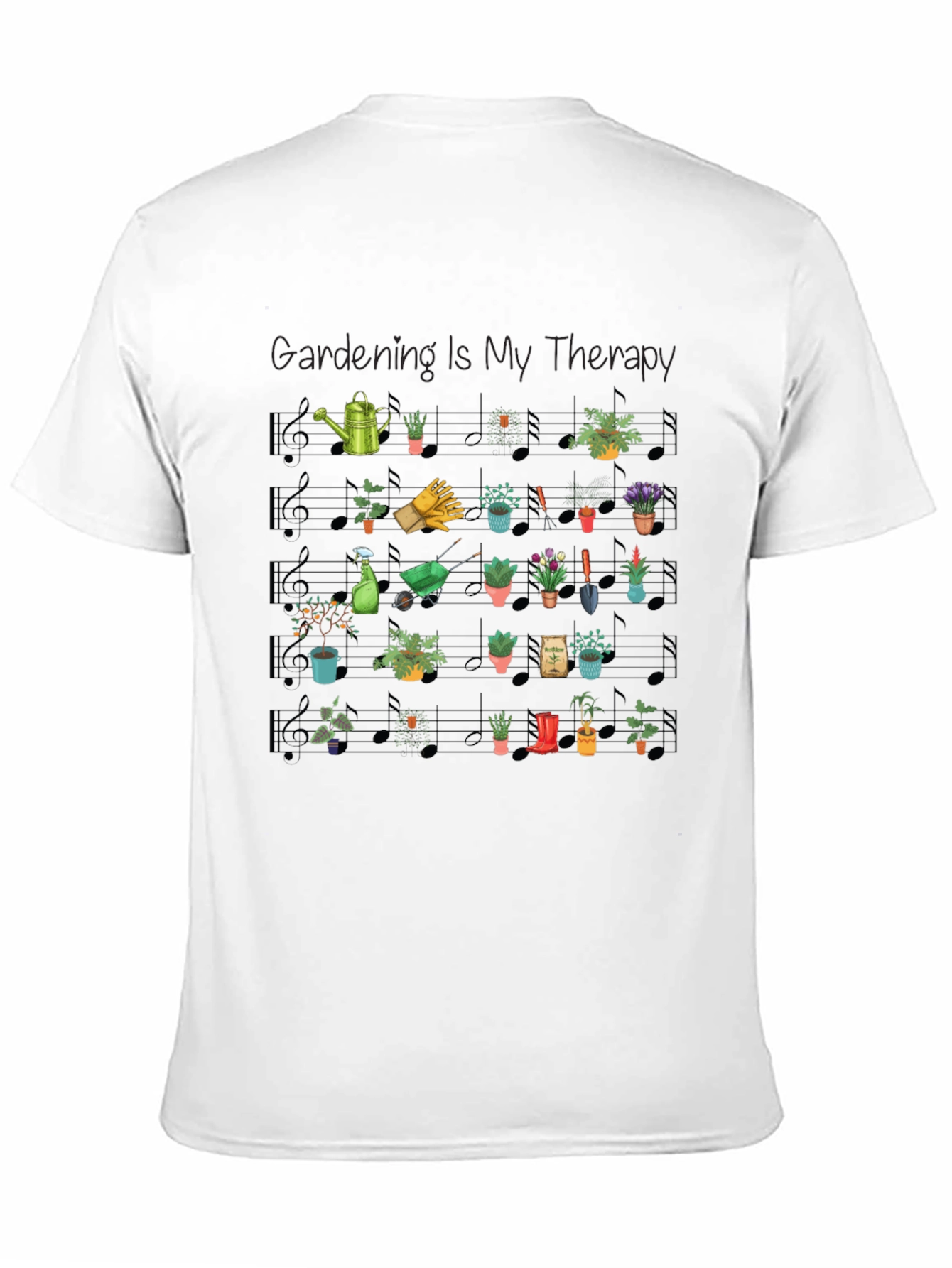 Gardening is My Therapy Music Note T-Shirt