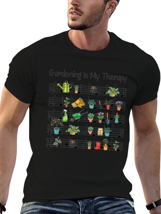 Gardening is My Therapy Music Note T-Shirt