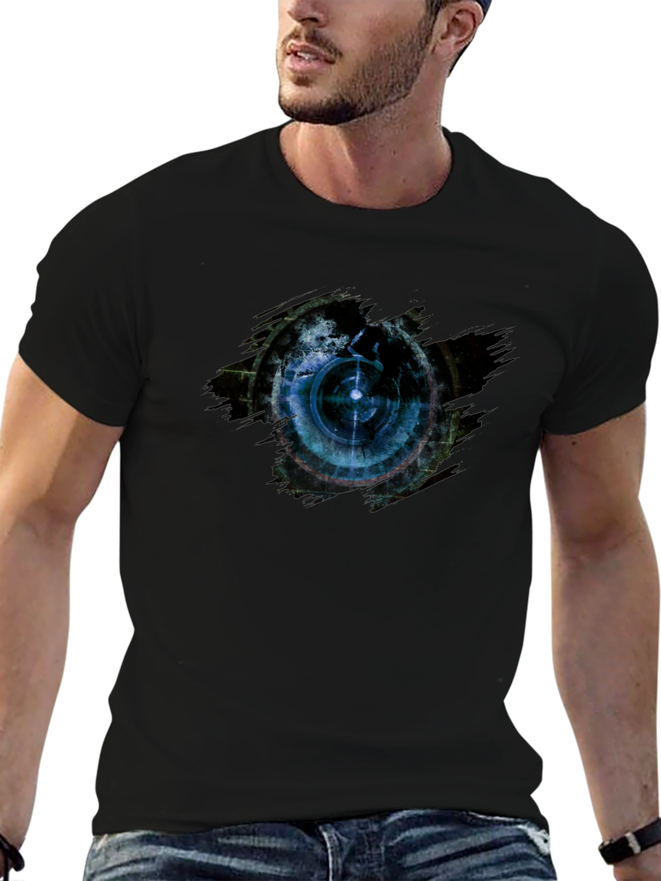 Abstract Eye Design Black T-Shirt