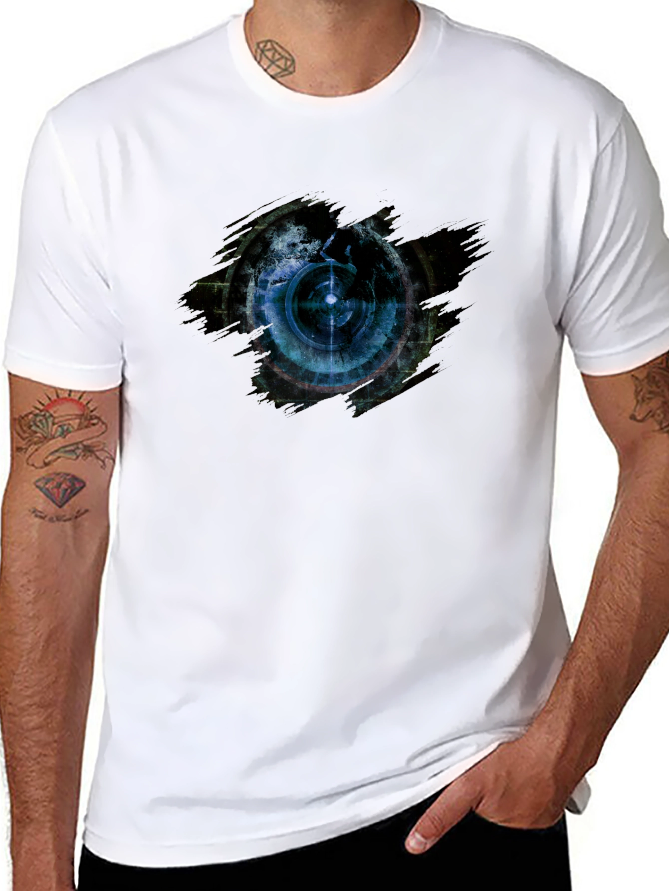 Abstract Eye Design Black T-Shirt