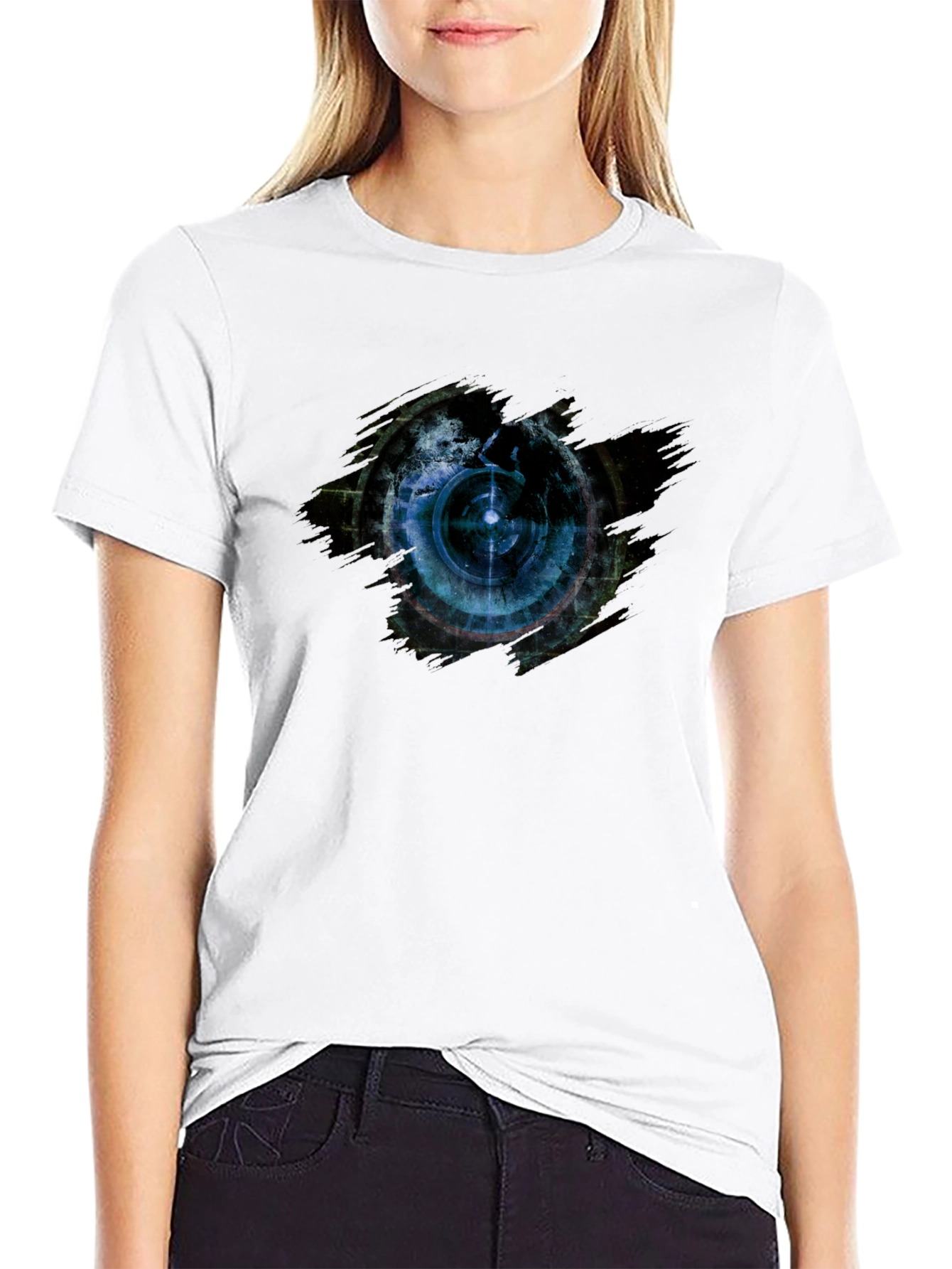 Abstract Eye Design Black T-Shirt
