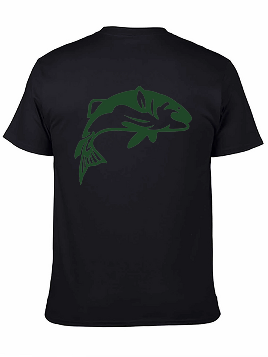 Bass Fish Graphic Tee - Black Cotton Casual Shirt
