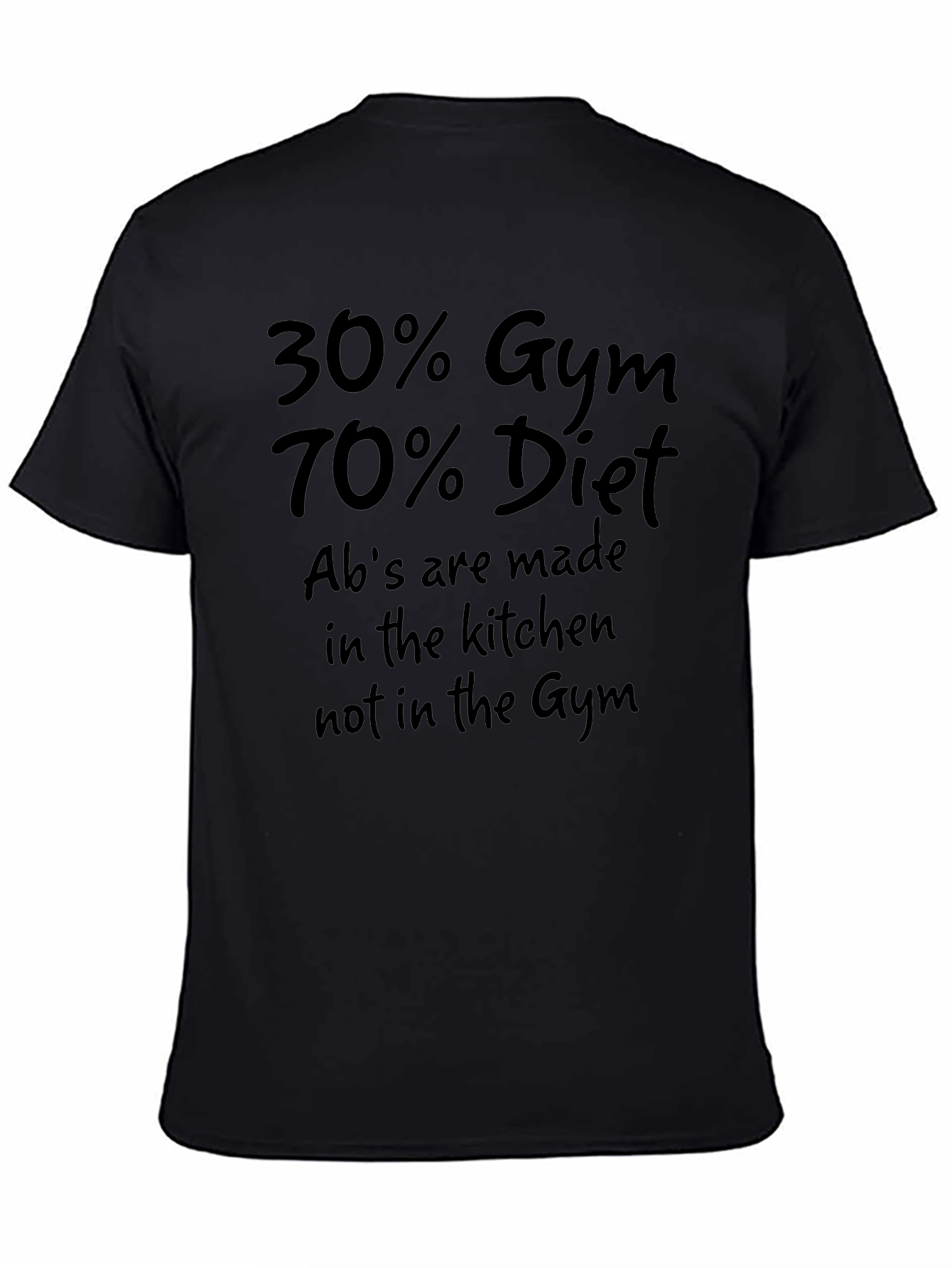 30% Gym 70% Diet Mens Black T-Shirt